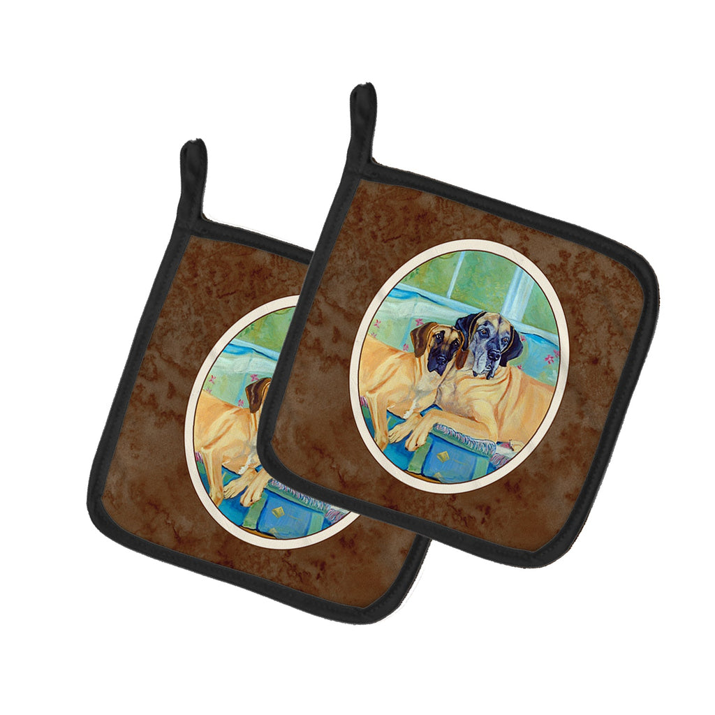 Great Dane Pot Holder Set of 2 Heat Resistant Quilted Hot Pads 7.5 x 7.5 Inch, Insulated Kitchen Trivets for Cooking & Baking