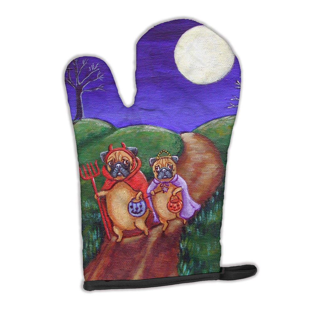 Trick or Treat Halloween Pug Oven Mitt Heat Resistant Thick Oven Mitt for Hot Pans and Oven, Kitchen Mitt Protect Hands, Cooking Baking Glove