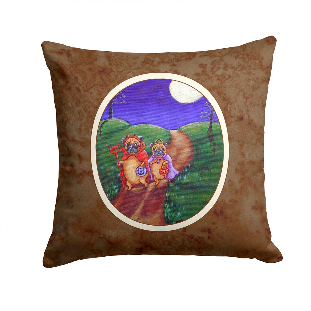 Trick or Treat Halloween Pug Decorative Throw Pillow 14x14 Indoor Outdoor Accent Cushion, Fabric Cover with Insert for Sofa, Bed, Porch & Living Room