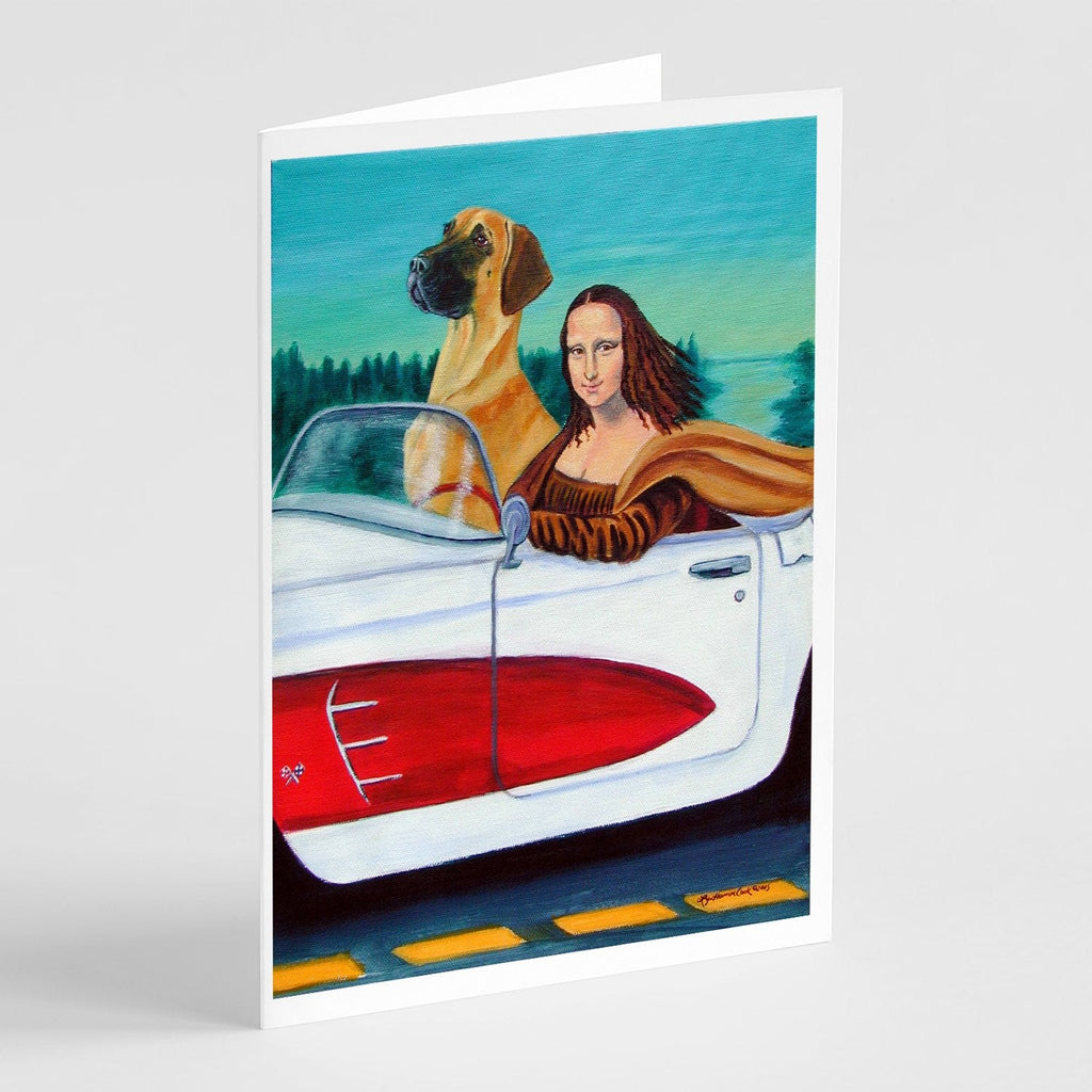 Great Dane with Mona Lisa Greeting Cards Pack of 8 Blank Cards with Envelopes Whimsical A7 Size 5x7