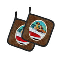 Great Dane with Mona Lisa Pot Holder Set of 2 Heat Resistant Quilted Hot Pads 7.5 x 7.5 Inch, Insulated Kitchen Trivets for Cooking & Baking