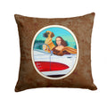 Great Dane with Mona Lisa Decorative Throw Pillow 14x14 Indoor Outdoor Accent Cushion, Fabric Cover with Insert for Sofa, Bed, Porch & Living Room