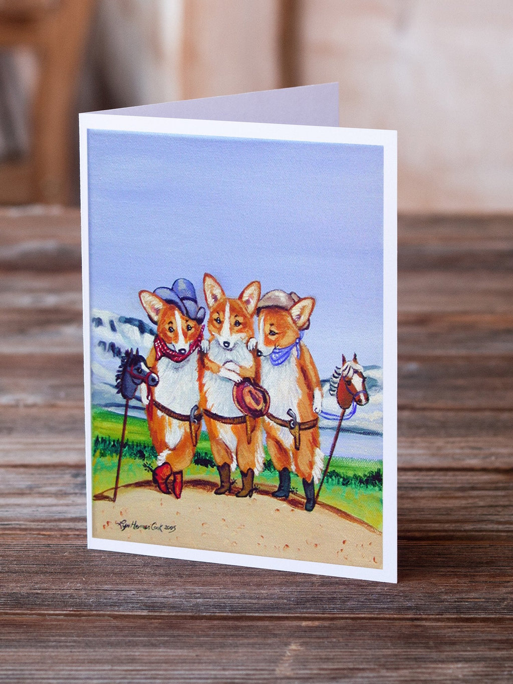 Cowboy Corgi Greeting Cards Pack of 8 Blank Cards with Envelopes Whimsical A7 Size 5x7
