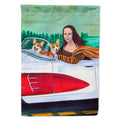 Mona Lisa with  Corgi House Flag 28x40 Porch Sleeve Pole Decorative Outside Yard Banner Artwork Wall Hanging, Polyester