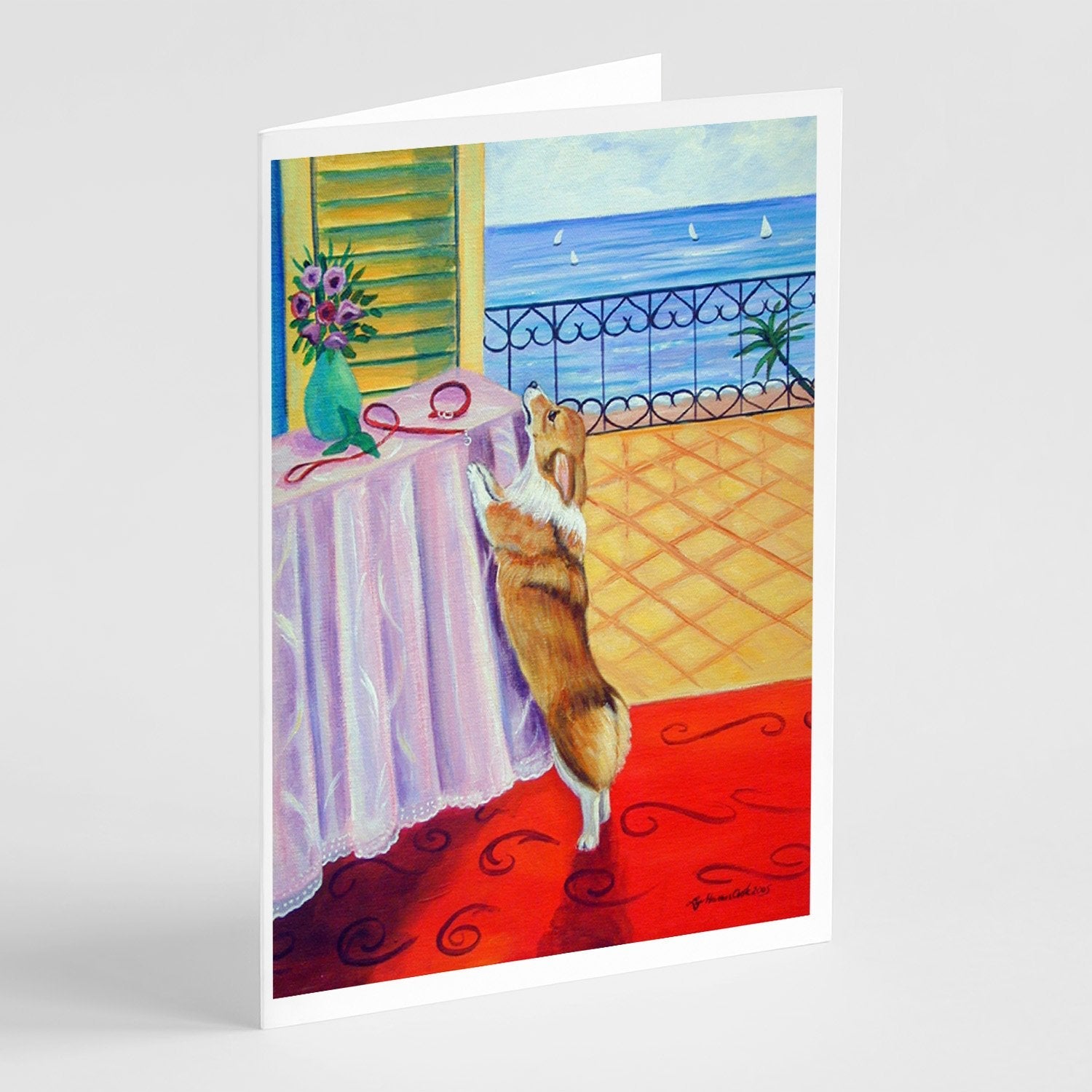 Corgi Greeting Cards Pack of 8 Blank Cards with Envelopes Whimsical A7 Size 5x7