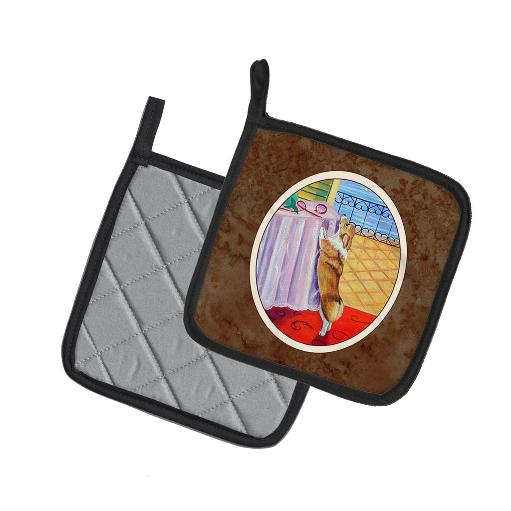 Corgi Pot Holder Set of 2 Heat Resistant Quilted Hot Pads 7.5 x 7.5 Inch, Insulated Kitchen Trivets for Cooking & Baking