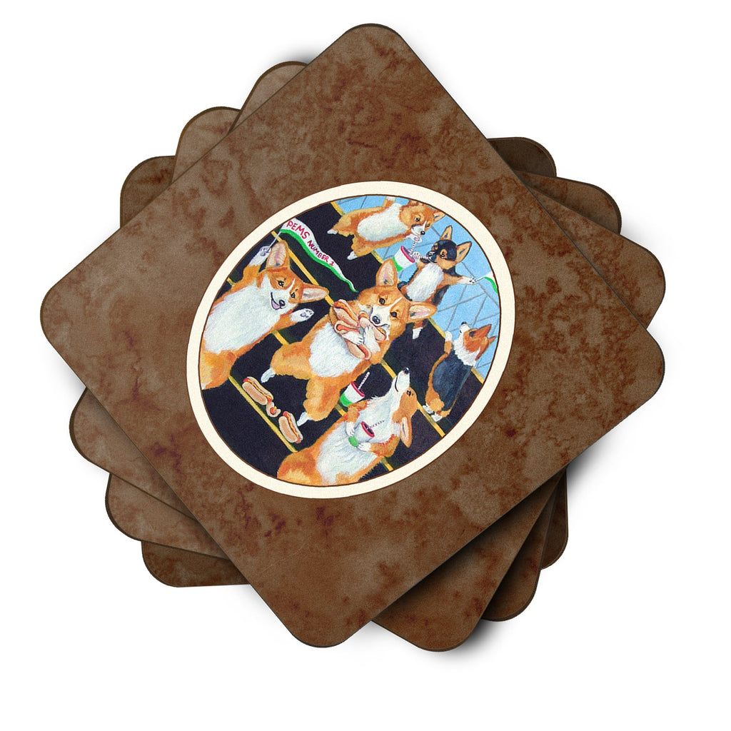 Go Team Corgi Pembroke Foam Coasters Set of 4 Cup Coasters for Indoor Outdoor, Tabletop Protection, Anti Slip, Mouse pad Material