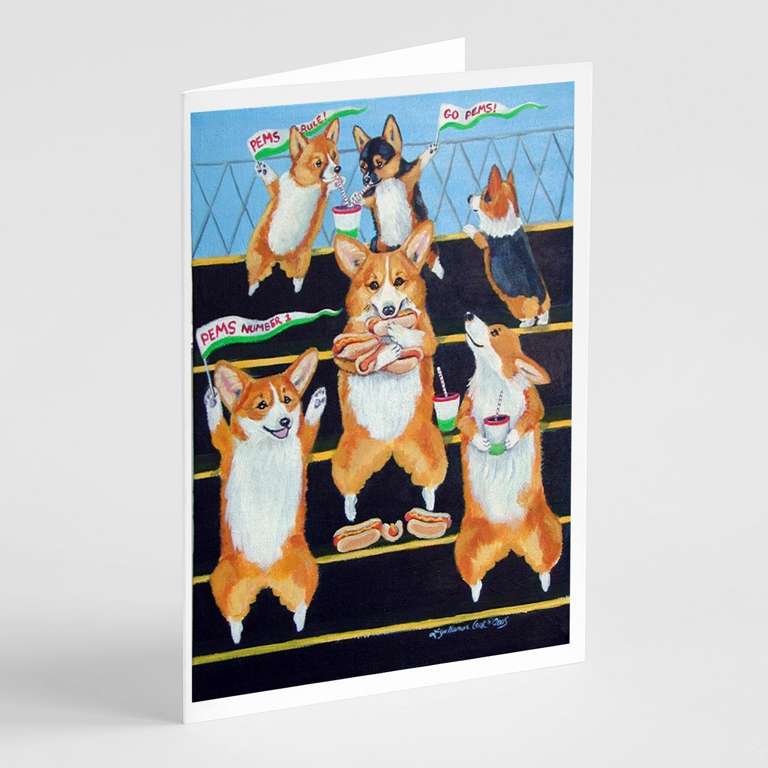 Go Team Corgi Pembroke Greeting Cards Pack of 8 Blank Cards with Envelopes Whimsical A7 Size 5x7