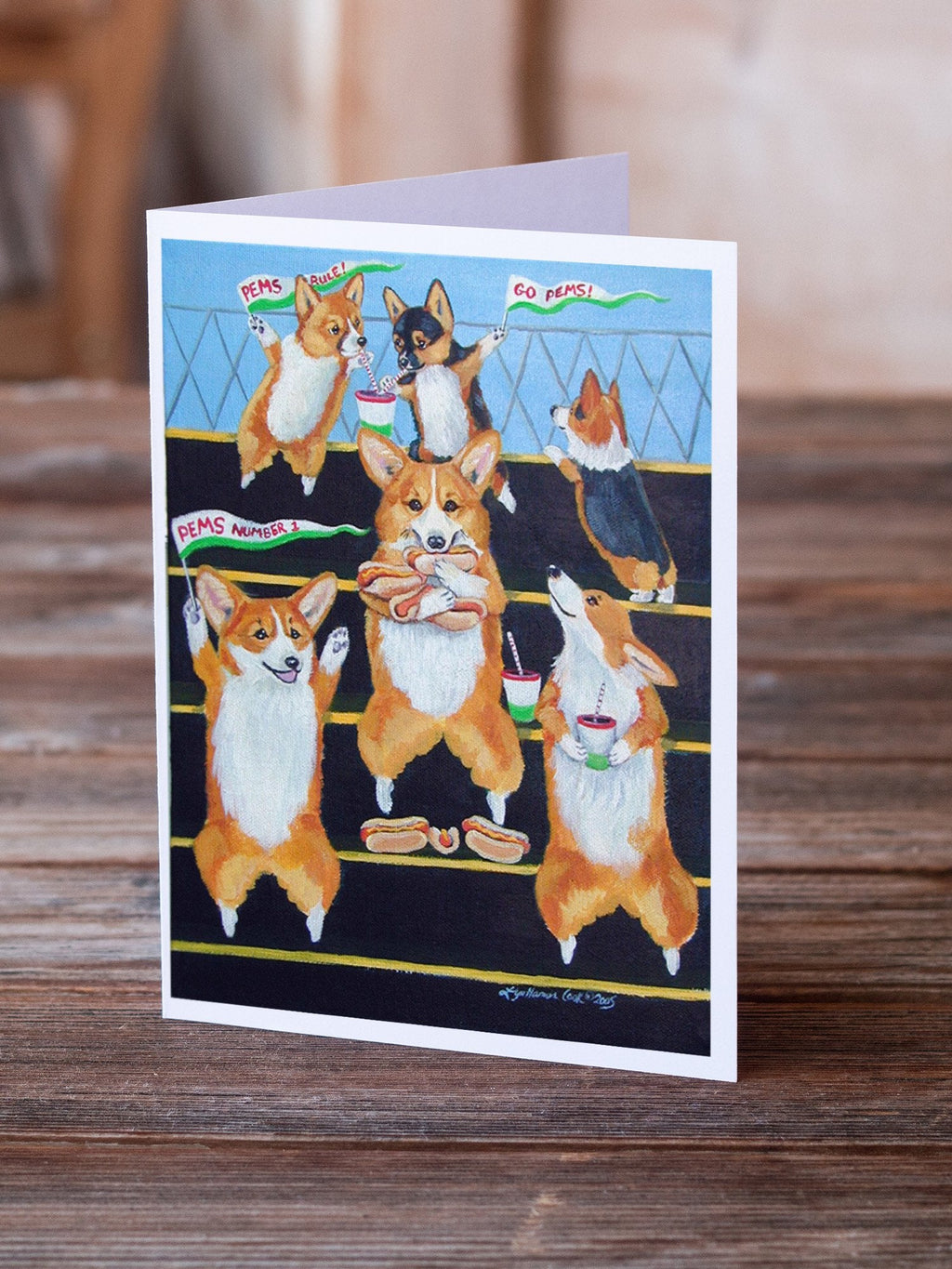 Go Team Corgi Pembroke Greeting Cards Pack of 8 Blank Cards with Envelopes Whimsical A7 Size 5x7