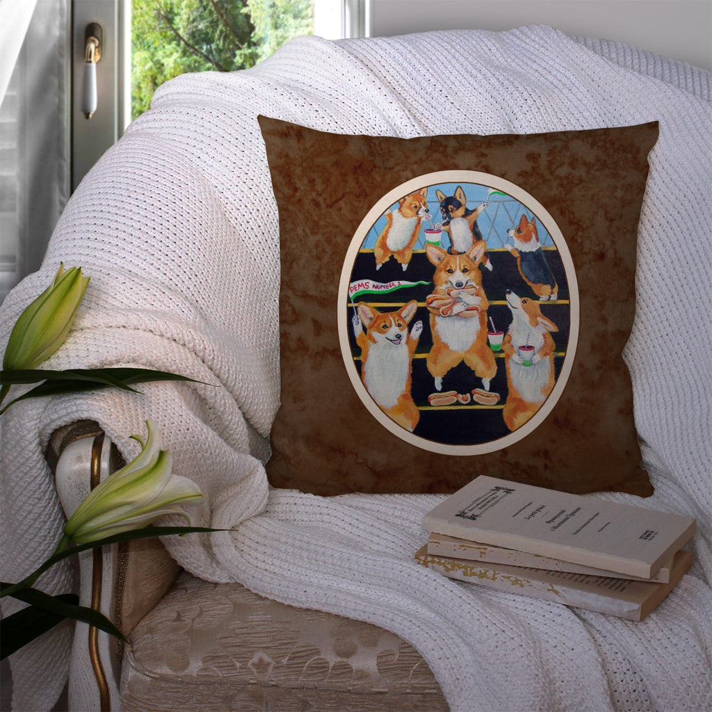Go Team Corgi Pembroke Decorative Throw Pillow 14x14 Indoor Outdoor Accent Cushion, Fabric Cover with Insert for Sofa, Bed, Porch & Living Room