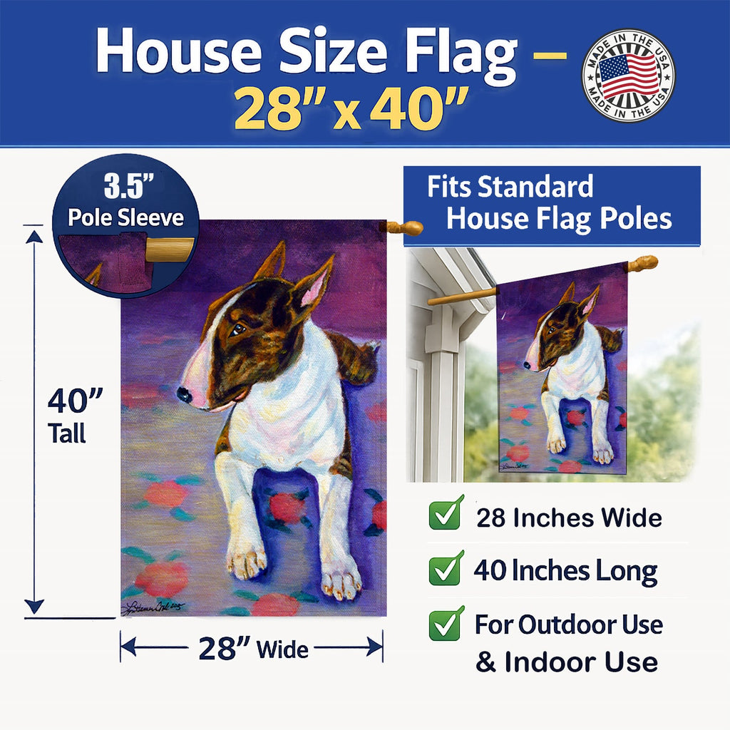 Bull Terrier House Flag 28x40 Porch Sleeve Pole Decorative Outside Yard Banner Artwork Wall Hanging, Polyester