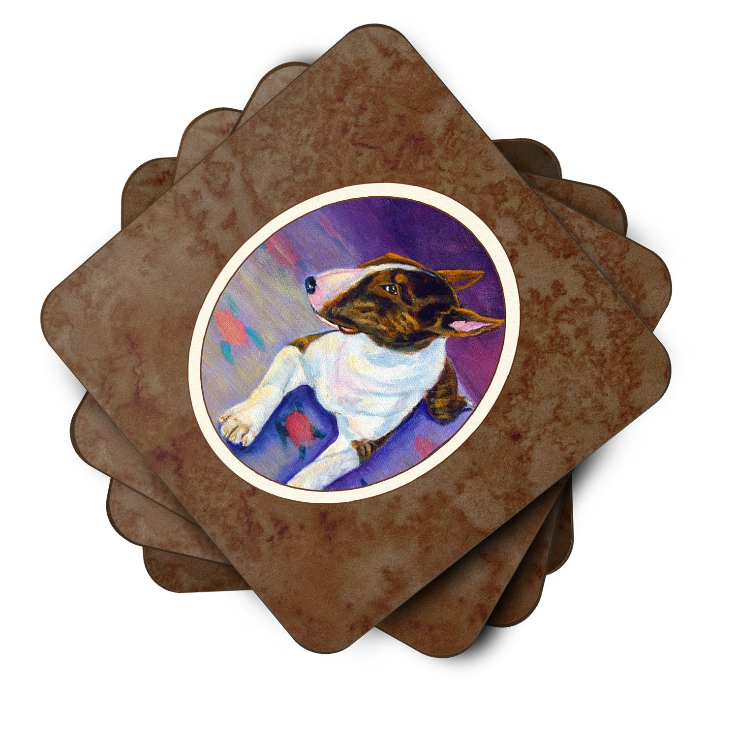 Bull Terrier Foam Coasters Set of 4 Cup Coasters for Indoor Outdoor, Tabletop Protection, Anti Slip, Mouse pad Material