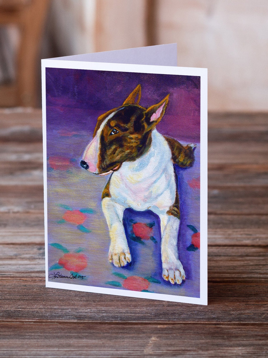 Bull Terrier Greeting Cards Pack of 8 Blank Cards with Envelopes Whimsical A7 Size 5x7
