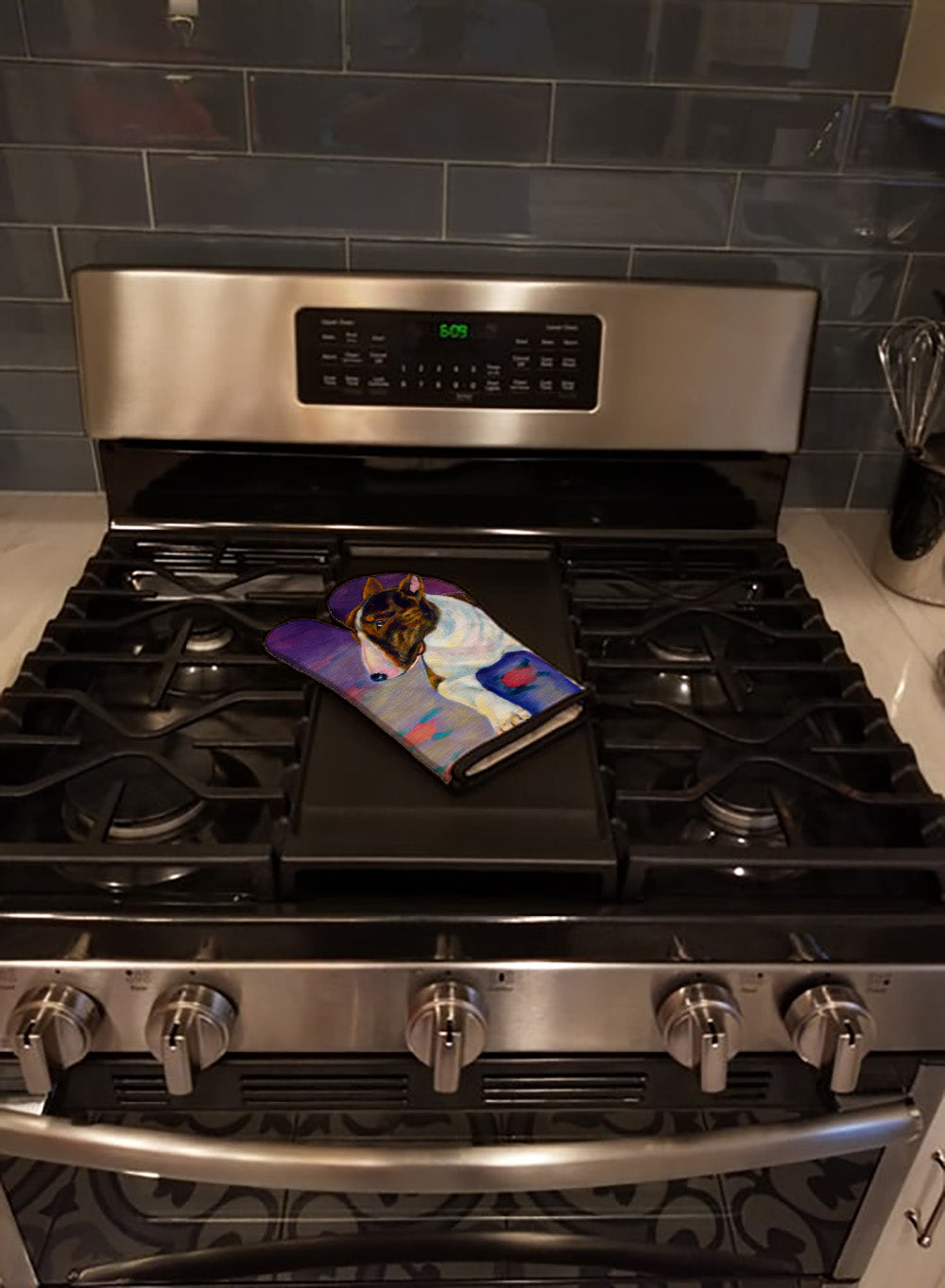 Bull Terrier Oven Mitt Heat Resistant Thick Oven Mitt for Hot Pans and Oven, Kitchen Mitt Protect Hands, Cooking Baking Glove