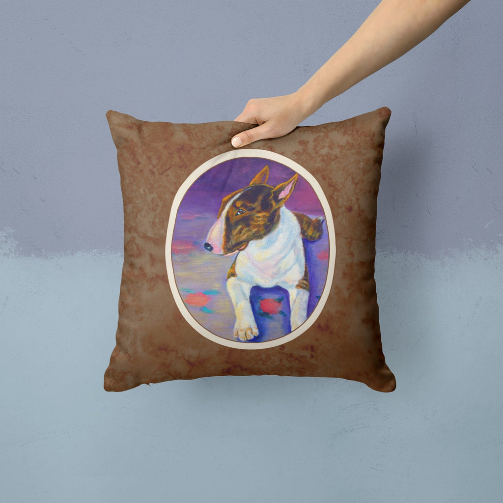 Bull Terrier Decorative Throw Pillow 14x14 Indoor Outdoor Accent Cushion, Fabric Cover with Insert for Sofa, Bed, Porch & Living Room