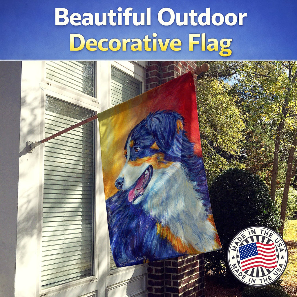 Australian Shepherd House Flag 28x40 Porch Sleeve Pole Decorative Outside Yard Banner Artwork Wall Hanging, Polyester