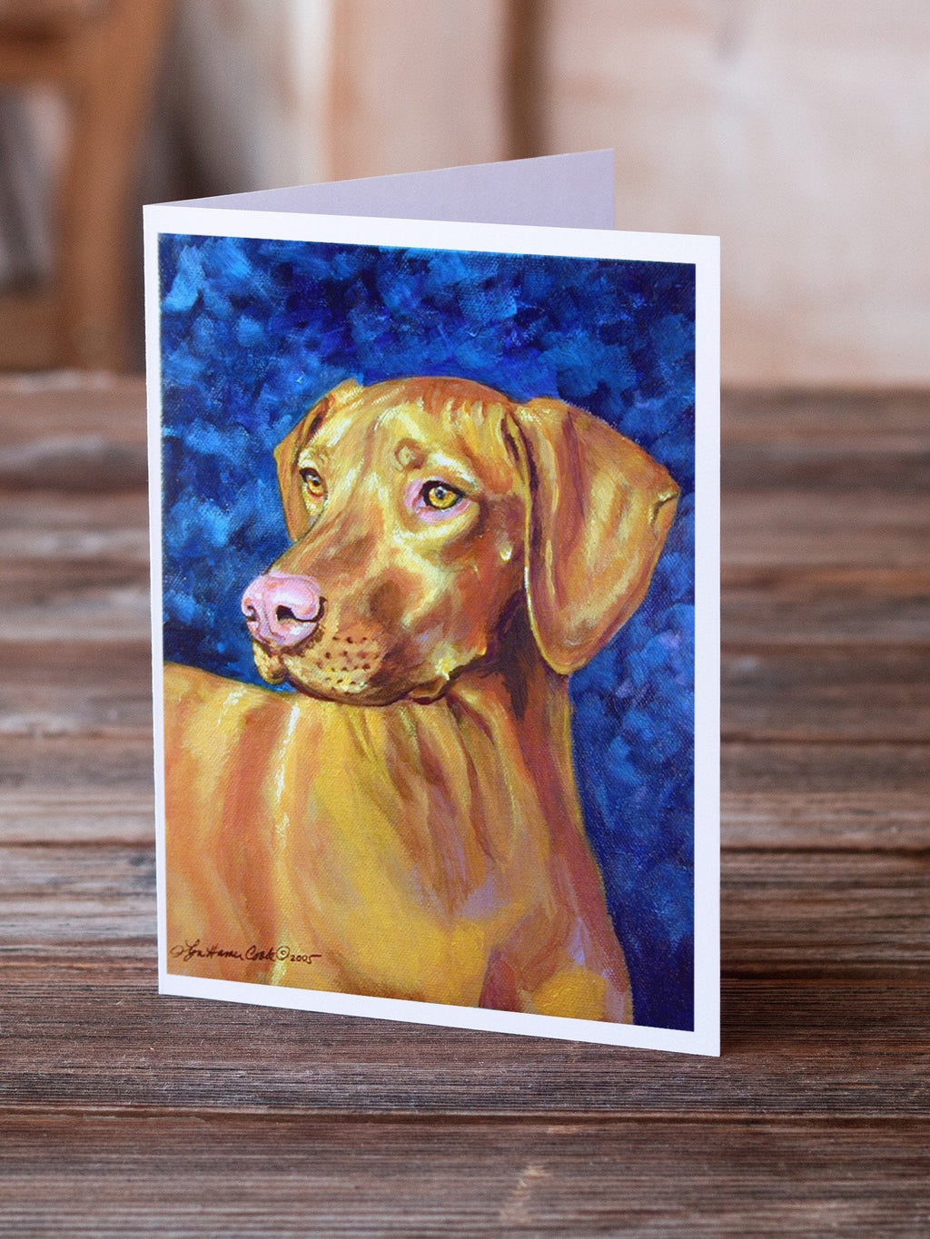 Vizsla Greeting Cards Pack of 8 Blank Cards with Envelopes Whimsical A7 Size 5x7