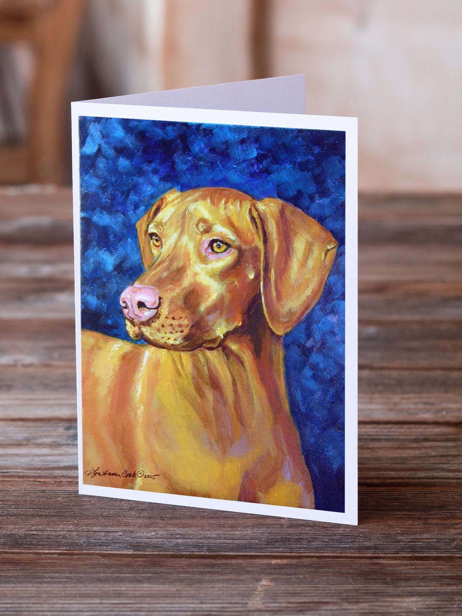 Vizsla Greeting Cards Pack of 8 Blank Cards with Envelopes Whimsical A7 Size 5x7