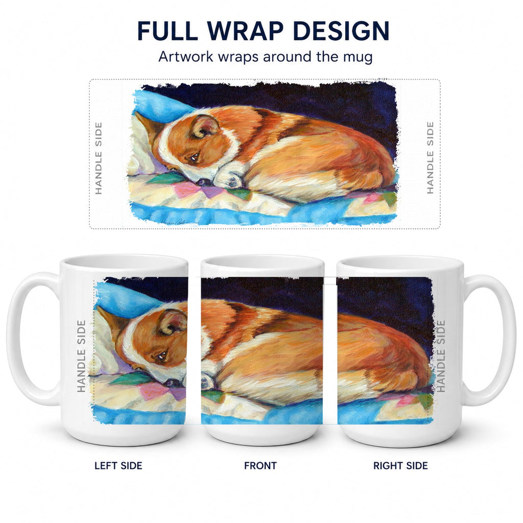 Corgi Ceramic Coffee Mug 15 oz Decorative Large C Handle Mug Cup for Tea, Cocoa Hot Chocolate
