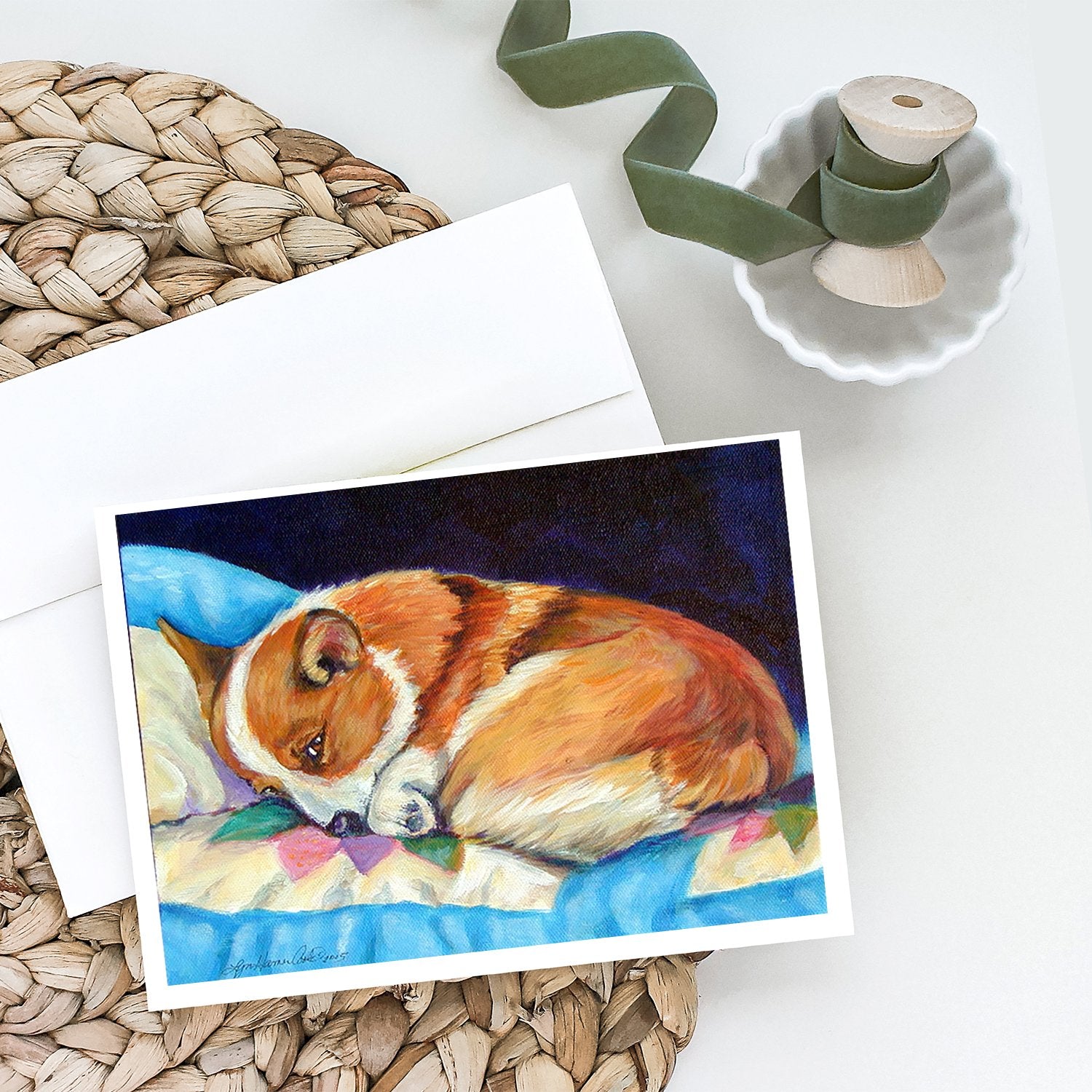 Corgi Greeting Cards Pack of 8 Blank Cards with Envelopes Whimsical A7 Size 5x7