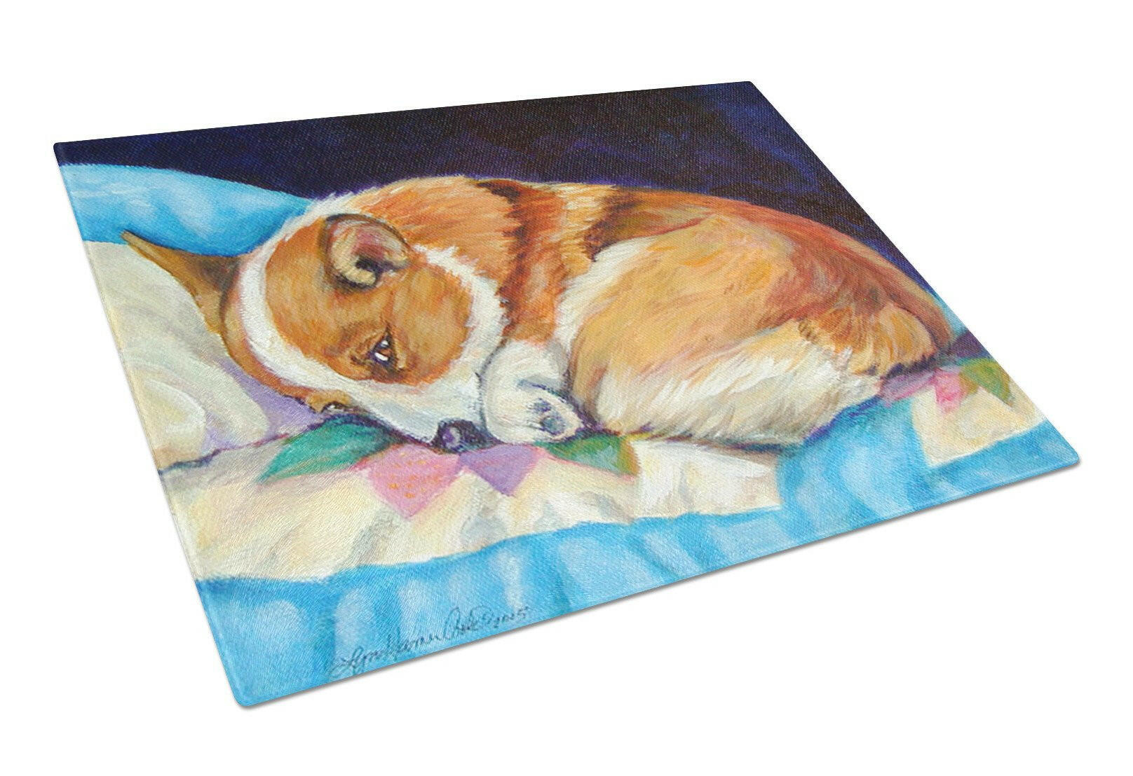 Corgi Cutting Board Tempered Glass Kitchen Cutting Surface, Heat Resistant Chopping, Non-Slip Feet, Food Prep & Serving