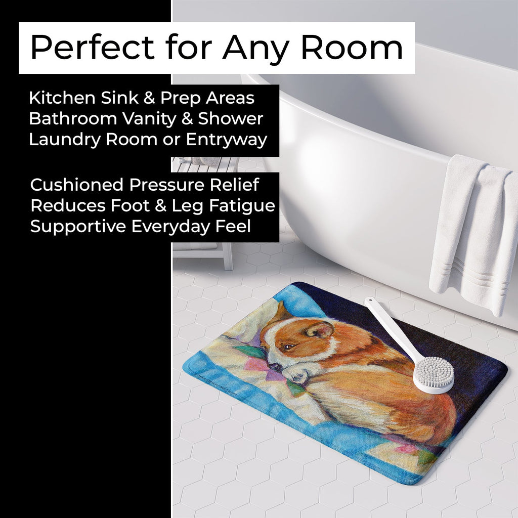 Corgi Memory Foam Kitchen Mat Machine Washable Anti-Fatigue Cushion Comfort Bath or Kitchen Rug