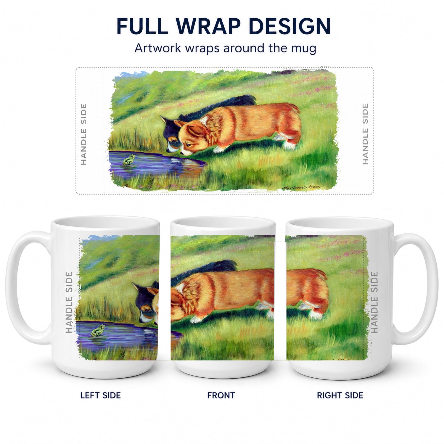 Corgi Ceramic Coffee Mug 15 oz Decorative Large C Handle Mug Cup for Tea, Cocoa Hot Chocolate