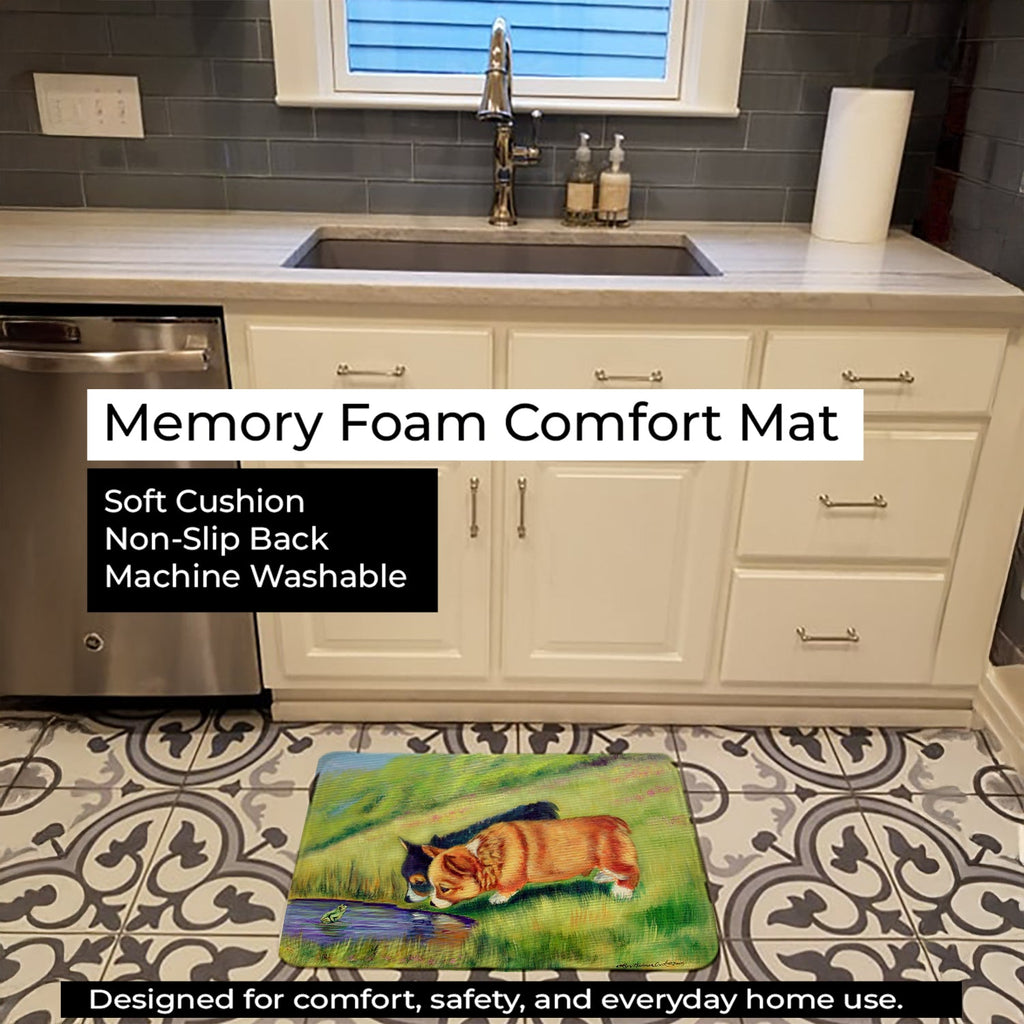 Corgi Memory Foam Kitchen Mat Machine Washable Anti-Fatigue Cushion Comfort Bath or Kitchen Rug