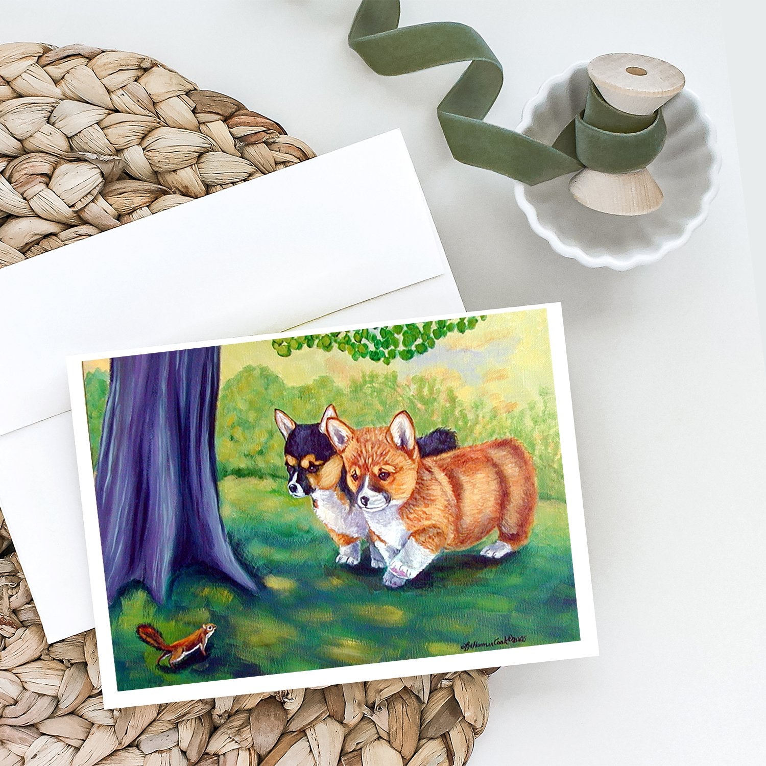 Corgi Greeting Cards Pack of 8 Blank Cards with Envelopes Whimsical A7 Size 5x7