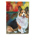 Corgi by the lake House Flag 28x40 Porch Sleeve Pole Decorative Outside Yard Banner Artwork Wall Hanging, Polyester