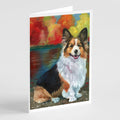 Corgi by the lake Greeting Cards Pack of 8 Blank Cards with Envelopes Whimsical A7 Size 5x7
