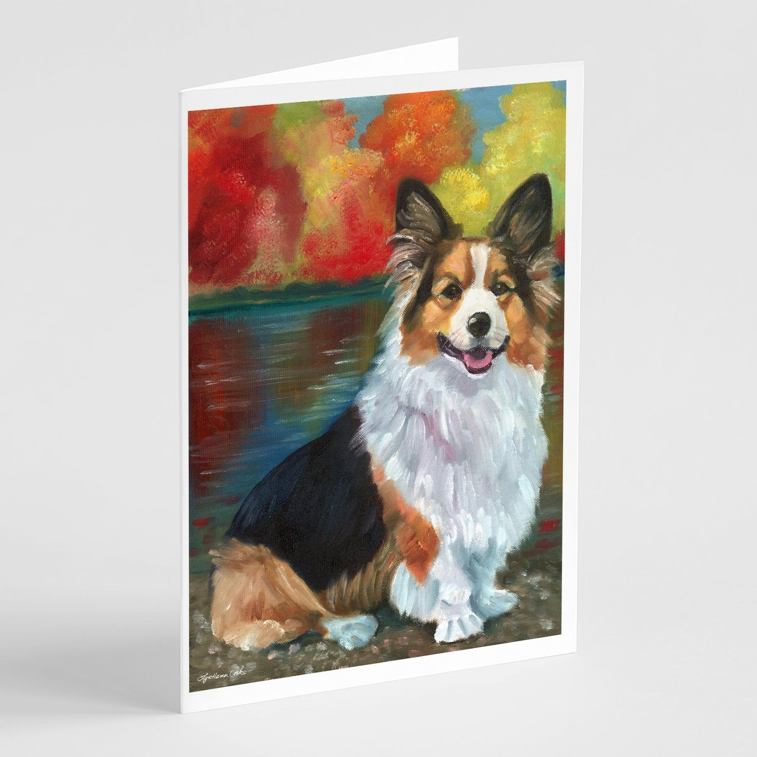 Corgi by the lake Greeting Cards Pack of 8 Blank Cards with Envelopes Whimsical A7 Size 5x7