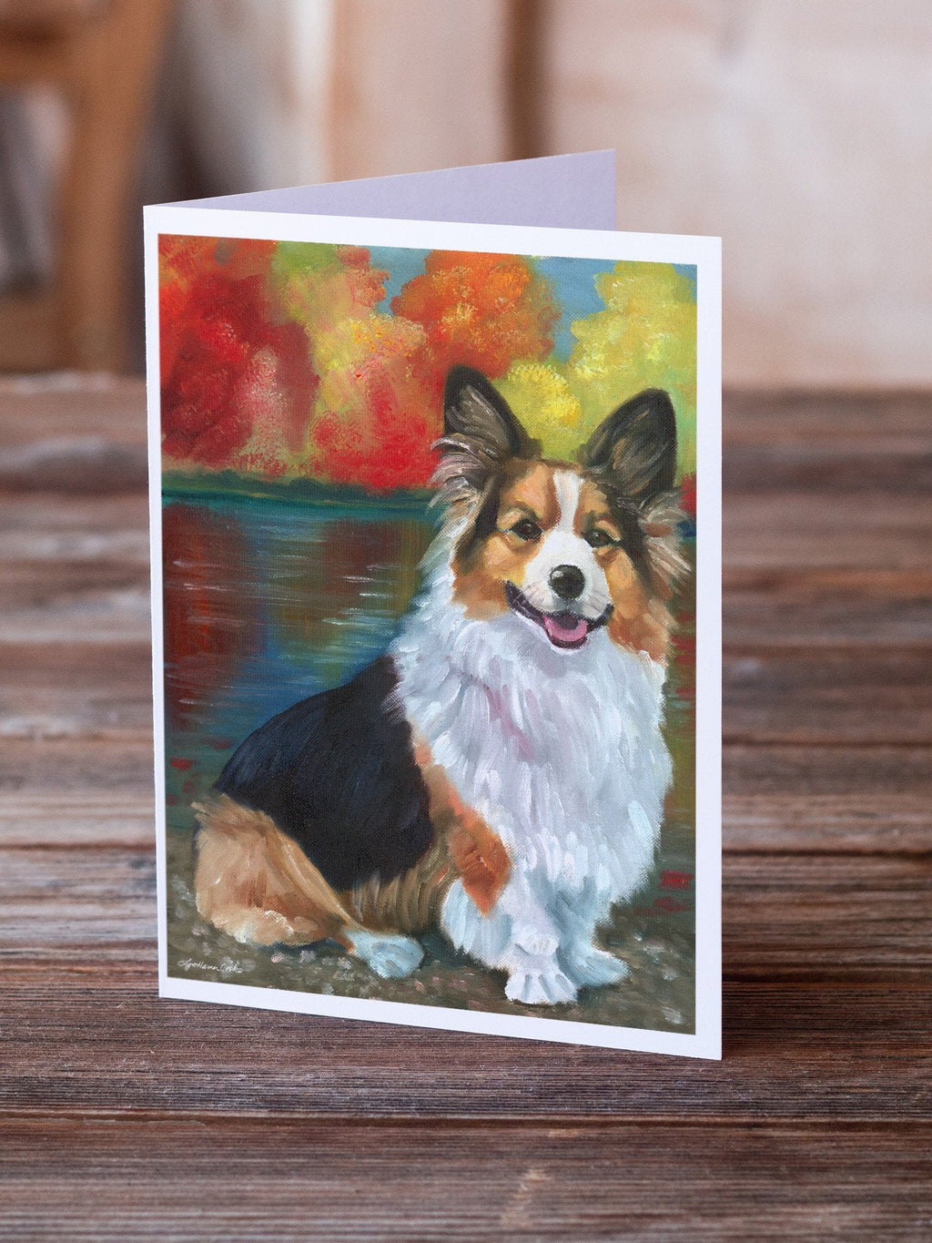 Corgi by the lake Greeting Cards Pack of 8 Blank Cards with Envelopes Whimsical A7 Size 5x7