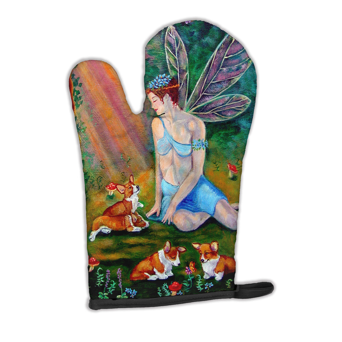 Fairy in the woods with her Corgis Oven Mitt Heat Resistant Thick Oven Mitt for Hot Pans and Oven, Kitchen Mitt Protect Hands, Cooking Baking Glove