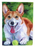 Corgi with green ball House Flag 28x40 Porch Sleeve Pole Decorative Outside Yard Banner Artwork Wall Hanging, Polyester