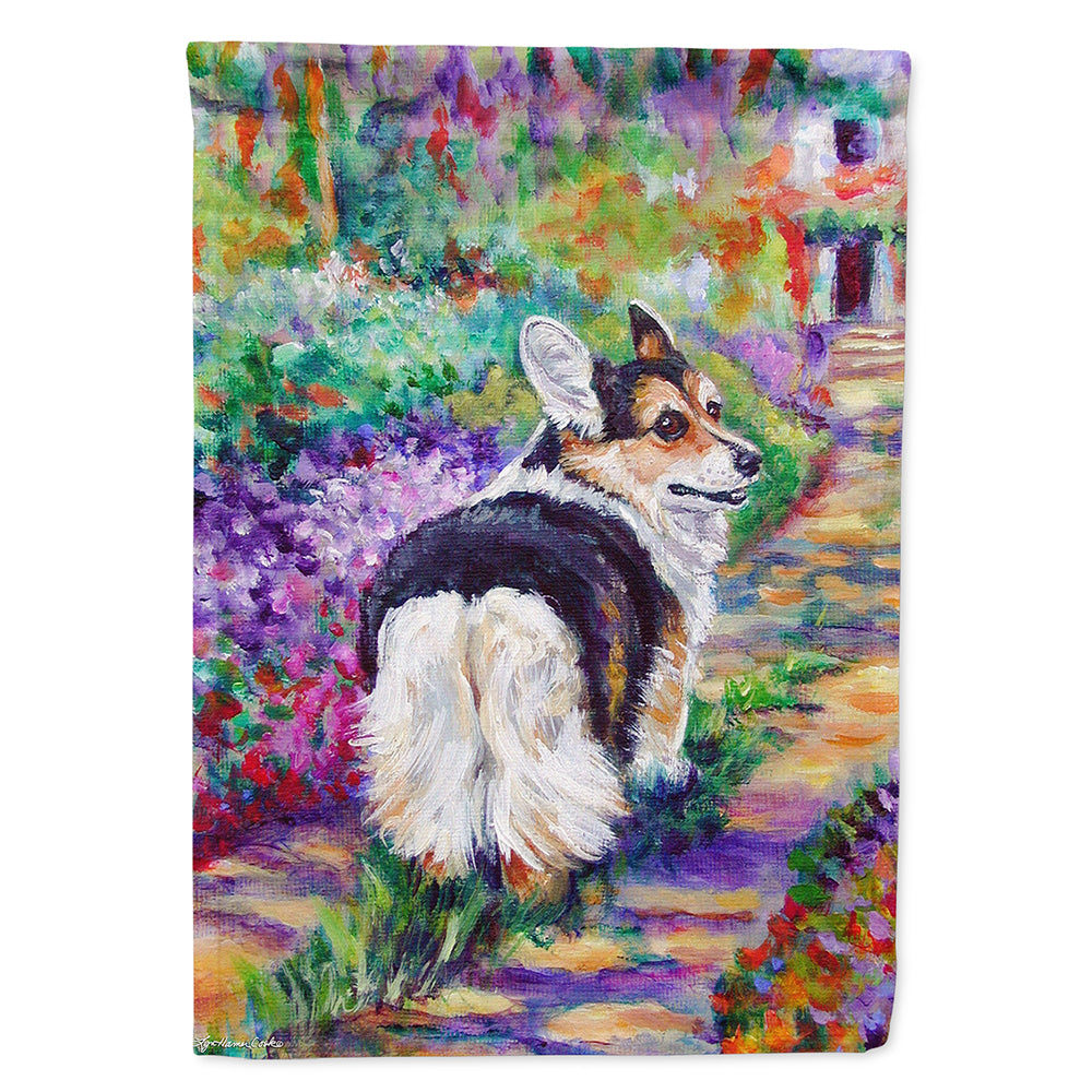 Corgi Garden Path House Flag 28x40 Porch Sleeve Pole Decorative Outside Yard Banner Artwork Wall Hanging, Polyester