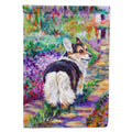 Corgi Garden Path House Flag 28x40 Porch Sleeve Pole Decorative Outside Yard Banner Artwork Wall Hanging, Polyester