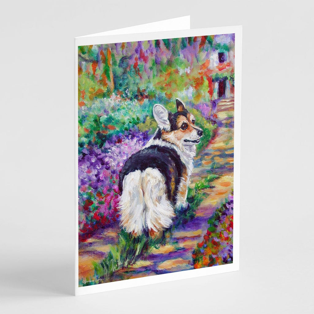Corgi Garden Path Greeting Cards Pack of 8 Blank Cards with Envelopes Whimsical A7 Size 5x7