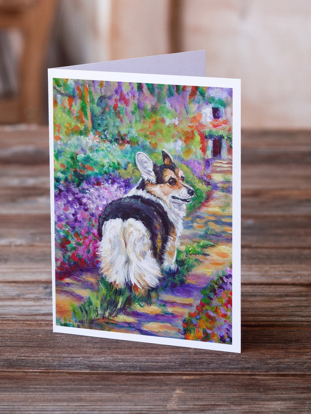 Corgi Garden Path Greeting Cards Pack of 8 Blank Cards with Envelopes Whimsical A7 Size 5x7