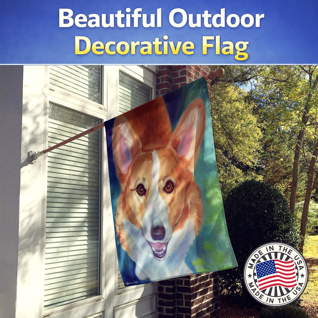 Corgi Norton House Flag 28x40 Porch Sleeve Pole Decorative Outside Yard Banner Artwork Wall Hanging, Polyester