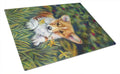 Corgi Pup and Daffodils Cutting Board Tempered Glass Kitchen Cutting Surface, Heat Resistant Chopping, Non-Slip Feet, Food Prep & Serving