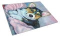 Corgi Puppy with pink blanket Cutting Board Tempered Glass Kitchen Cutting Surface, Heat Resistant Chopping, Non-Slip Feet, Food Prep & Serving
