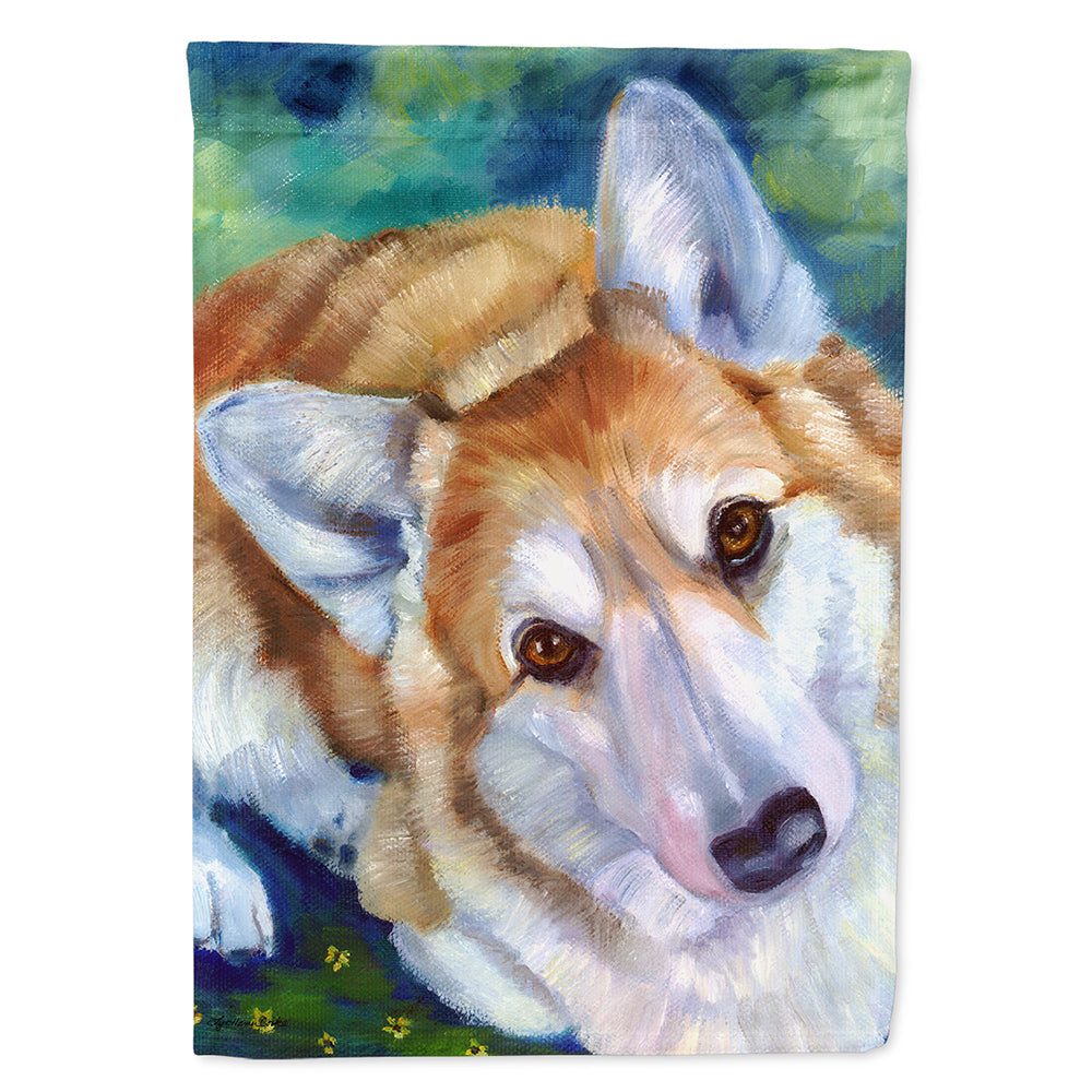 Corgi Mini Daises House Flag 28x40 Porch Sleeve Pole Decorative Outside Yard Banner Artwork Wall Hanging, Polyester