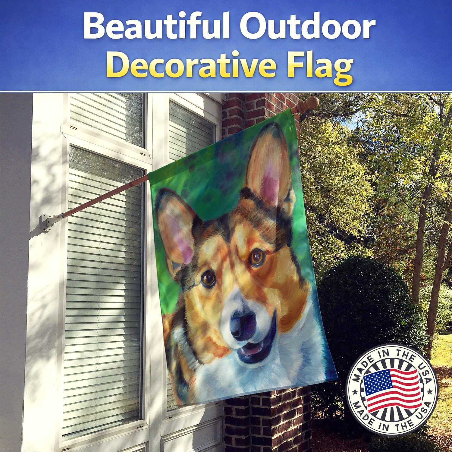 Corgi Toby House Flag 28x40 Porch Sleeve Pole Decorative Outside Yard Banner Artwork Wall Hanging, Polyester