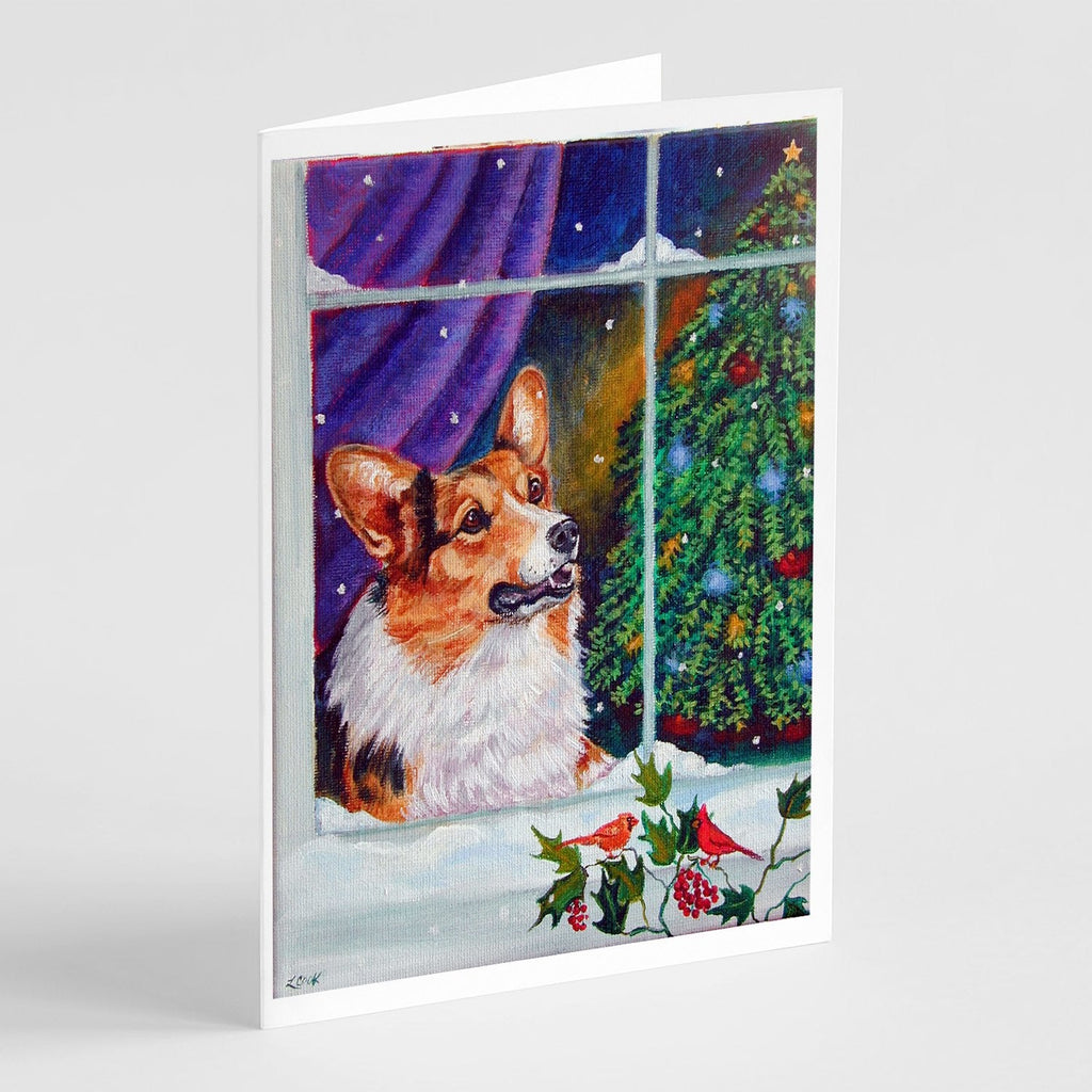 Corgi Christmas Window Greeting Cards Pack of 8 Blank Cards with Envelopes Whimsical A7 Size 5x7