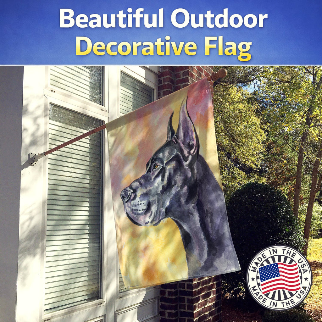 Great Dane Black Cropped House Flag 28x40 Porch Sleeve Pole Decorative Outside Yard Banner Artwork Wall Hanging, Polyester
