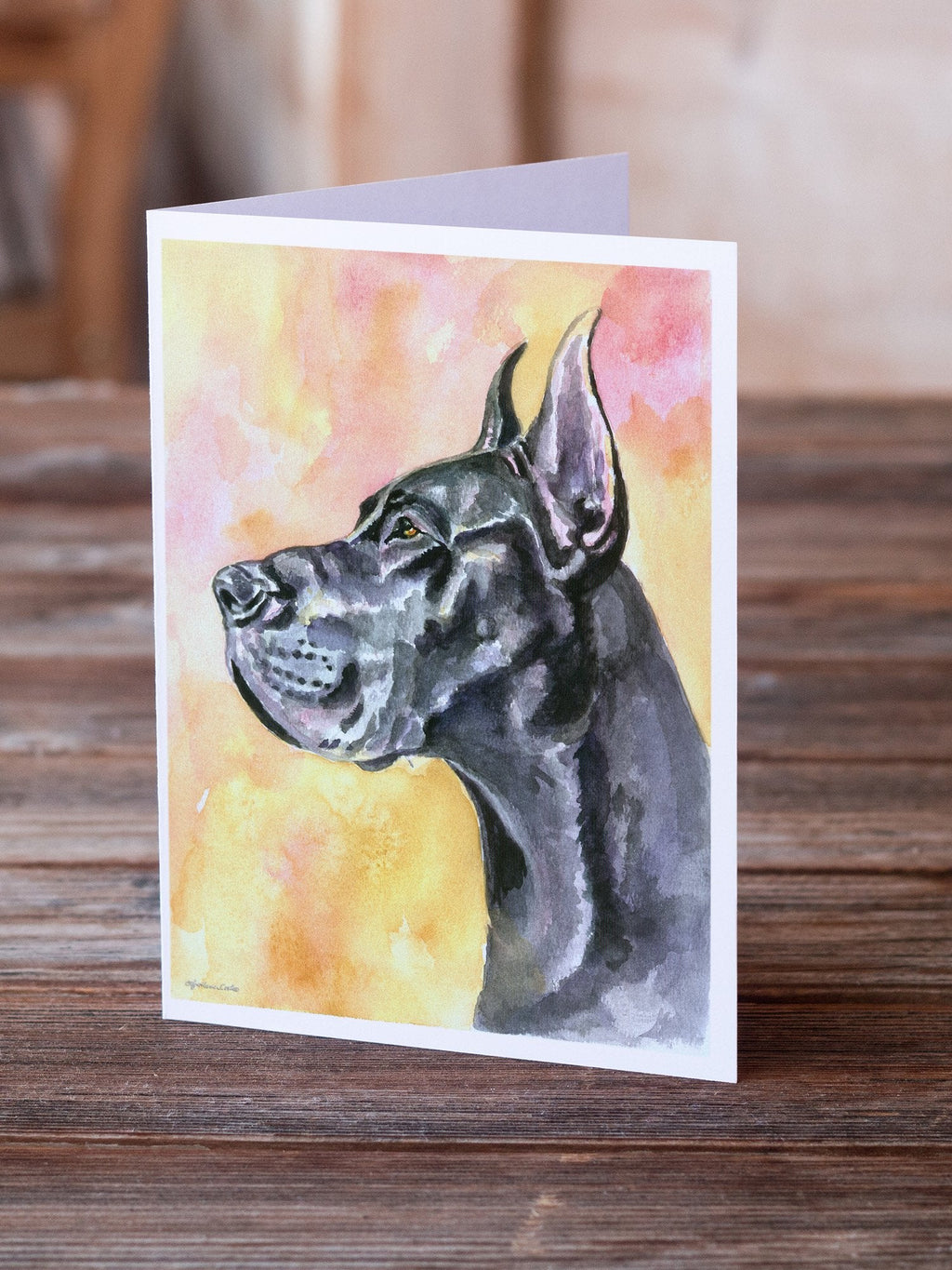 Great Dane Black Cropped Greeting Cards Pack of 8 Blank Cards with Envelopes Whimsical A7 Size 5x7