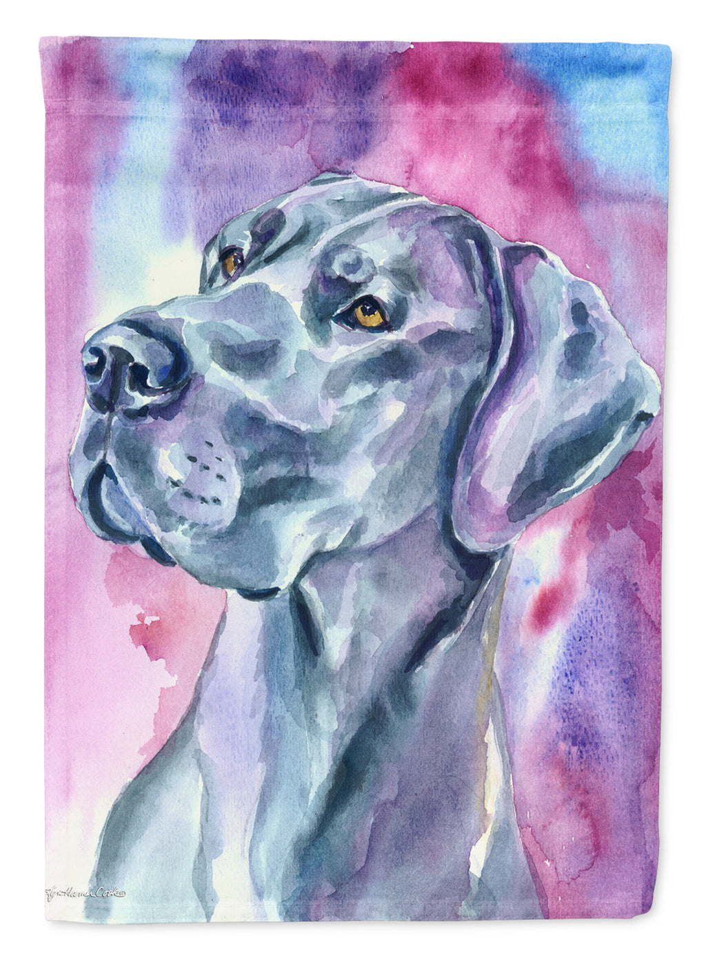 Great Dane Blue Mood House Flag 28x40 Porch Sleeve Pole Decorative Outside Yard Banner Artwork Wall Hanging, Polyester