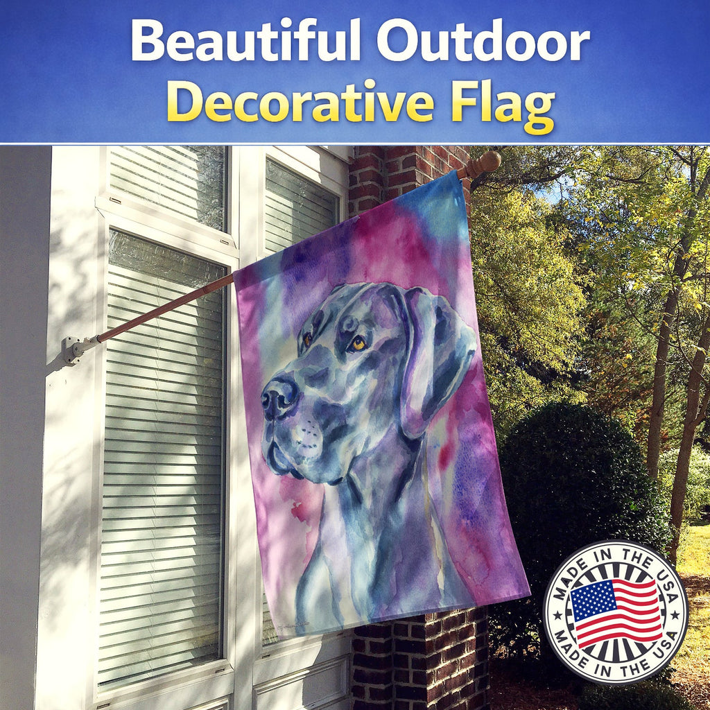 Great Dane Blue Mood House Flag 28x40 Porch Sleeve Pole Decorative Outside Yard Banner Artwork Wall Hanging, Polyester