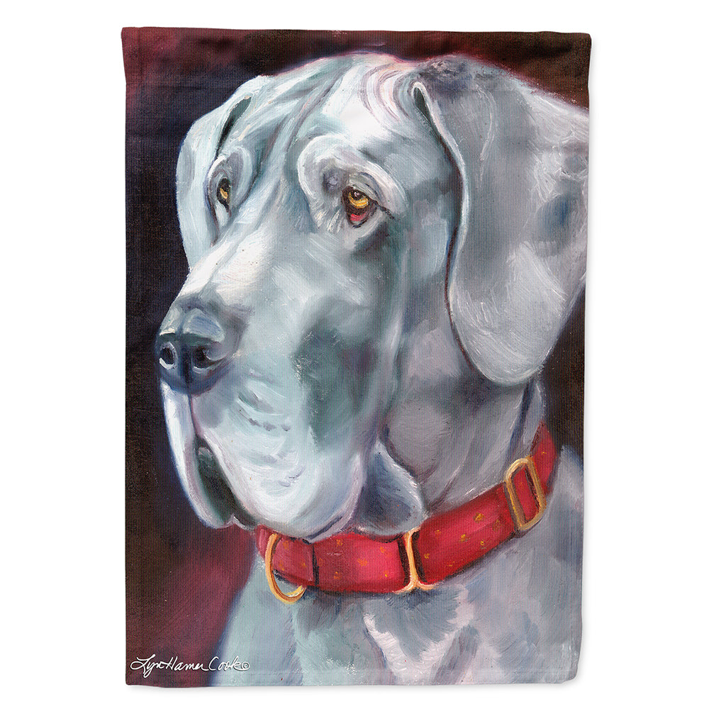 Great Dane Natural Ears Red Collar House Flag 28x40 Porch Sleeve Pole Decorative Outside Yard Banner Artwork Wall Hanging, Polyester